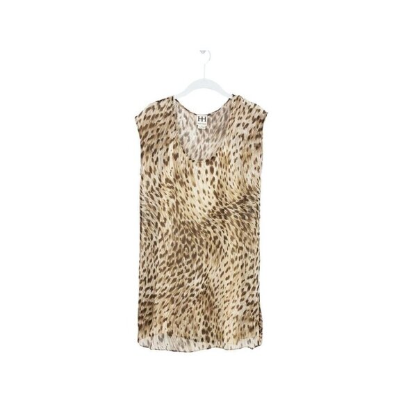 Haute Hippie Sz XS Sheer Leopard Print Tunic Top Sleeveless Shirttail Hem - Picture 4 of 4